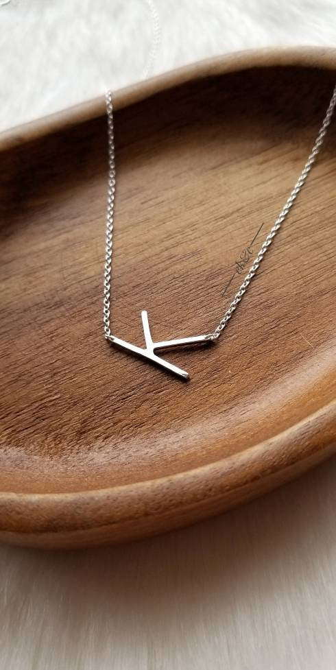 Paperclip Chain Necklace Personalized Large Sideways Initial - Etsy | Sideways  initial necklace, Initial necklace gold, Initial necklace