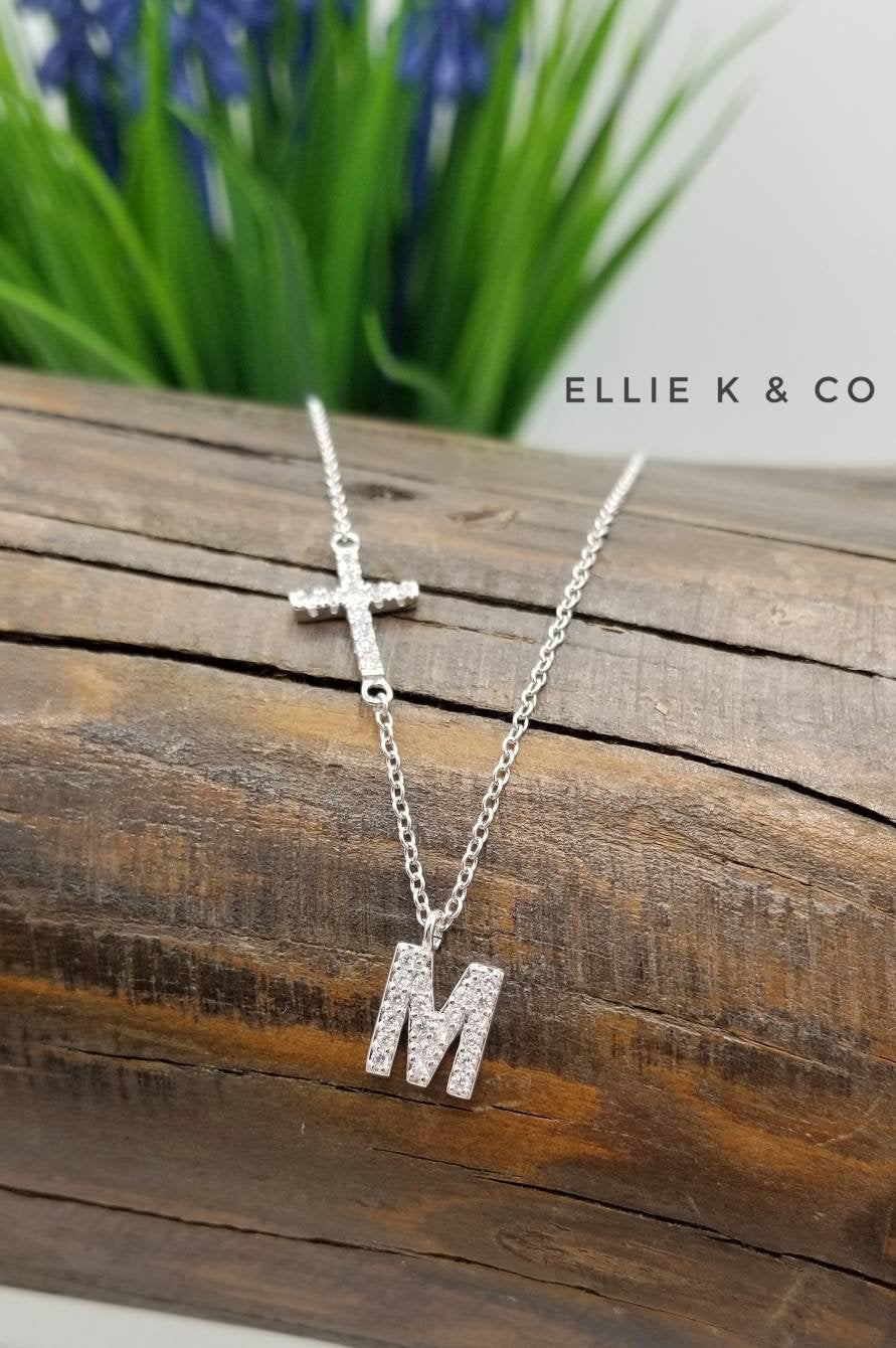 Initial Necklace, Sideways Initial Necklace, V Necklace, Bridesmaid gift, Monogram Personalized Necklace, Initial Jewelry, Letter Gift